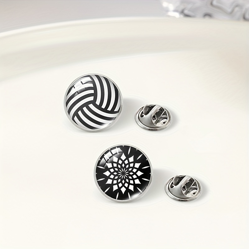 TEMU 1 Black And White Rotating Pattern Men's Lapel Pin Jewelry Additions