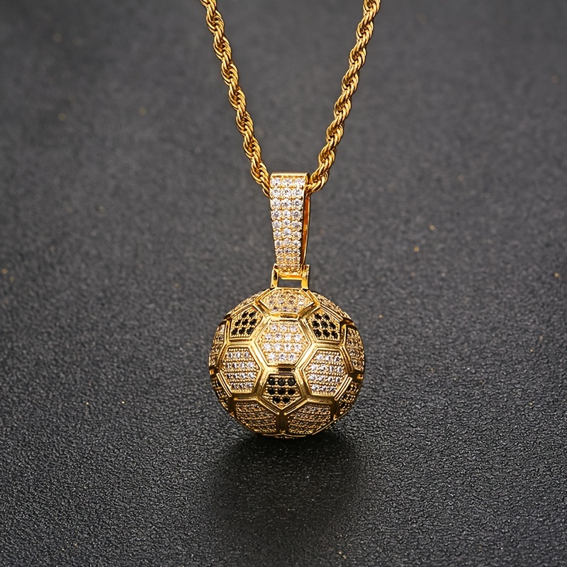 

1 Piece Hip Hop Sport Soccer Pendant Necklace With 3a+ Zircon, Hollow Out Design, Suitable For Daily Wear Street Party School, Complimentary Boutique Gift Box