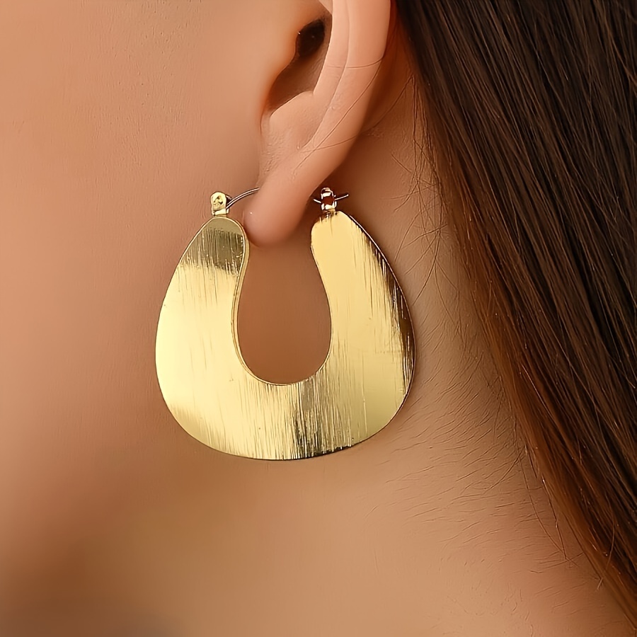

1 Pair Fashionable Minimalist Metal Hoop Earrings, Geometric , Matte , Alloy, Stainless Steel Ear Hook, Women's Party & Jewelry Accessory