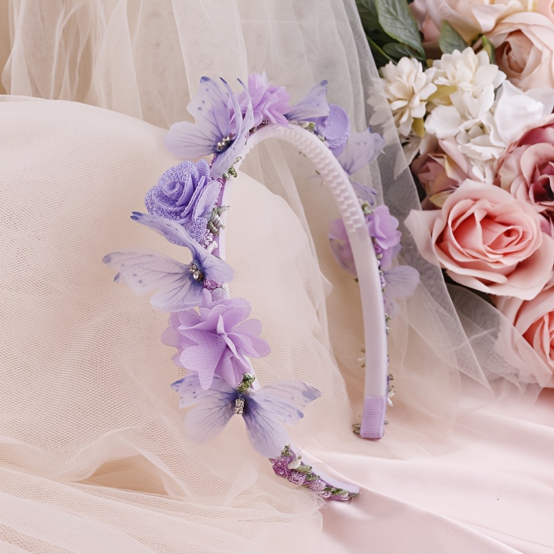 Image of Floral Hairband With Korean Style Embroidery For ; Cute Lace Headband With Sweet And ; 1pc Packaging.