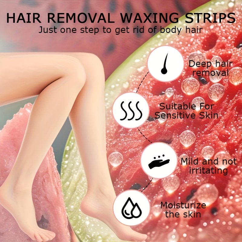 Watermelon-Flavored Wax Strips for Instant Hair Removal, Providing Quick And Painless Results Without Leaving Dark Spots, Ensuring Long-Lasting Smoothness. Suitable for Hair Removal on The Lips, Face, Hands, Feet, Underarms