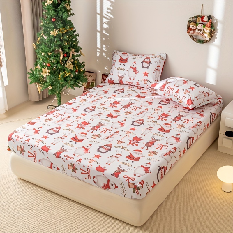 Set Biancheria Letto King Size Natalizia - Copripiumino Fiocco Di Neve 3 Pezzi
