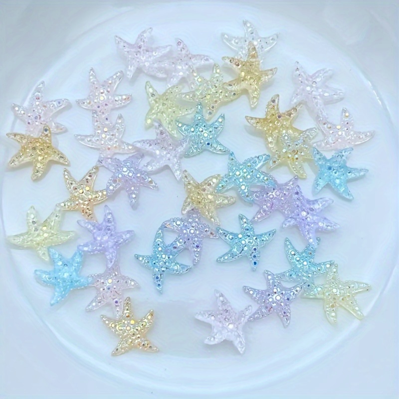 20/40/60pcs Mixed Color Random Delivery Cute Mini Starfish Resin Figurine Crafts Ornament Dolls Set, Ages 14+