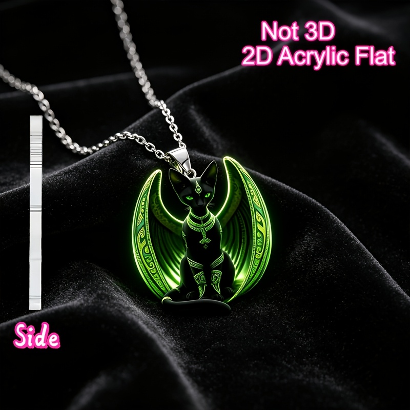 Cute Winged Kitten Necklace Pendant, Acrylic Charm