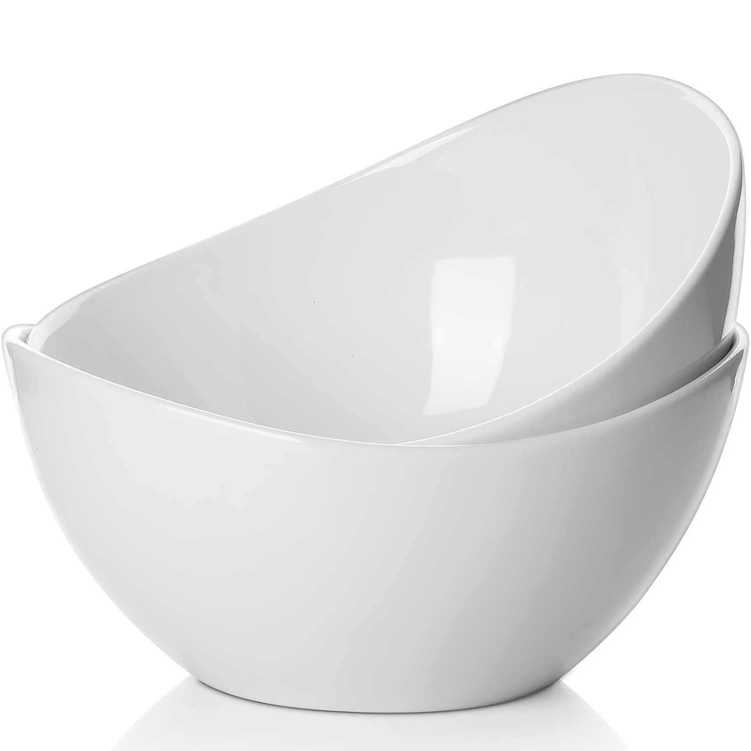 TEMU Large Serving Bowl Set (9 Inch), 48oz Bowls, Large Serving Dishes For Entertaining, Party Dinner, , Oval Shape, Microwave & Dishwasher Safe, Set Of 2, White