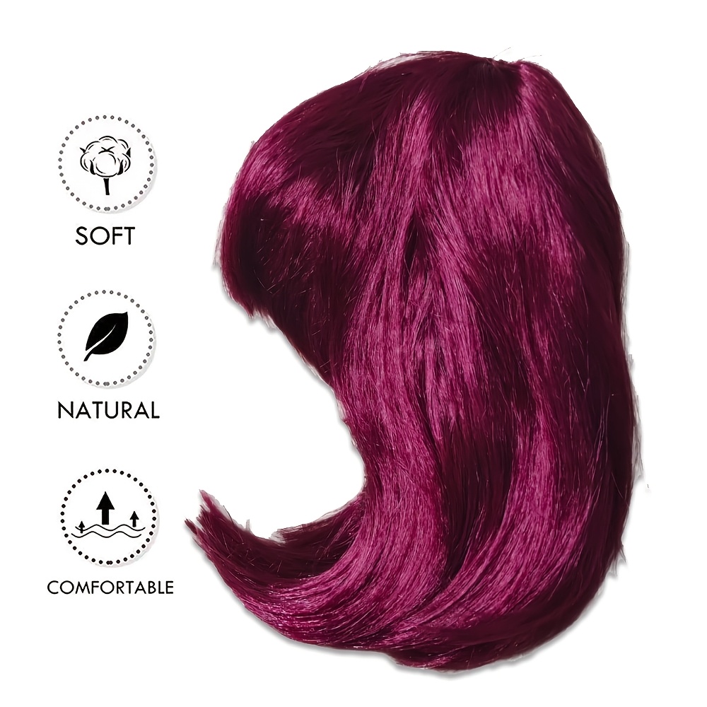 TEMU Burgundy Short Hair Wig With Bangs, Fashionable Trendy Wig, Suitable For Wig, Daily Party Dressing Wig Christmas, Halloween New Year Holiday