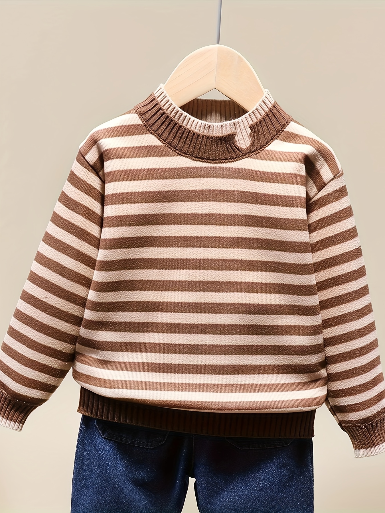 Boys' -Lined Thick Sweater Pullover Base Layer, Versatile Autumn/Winter Children's Clothing