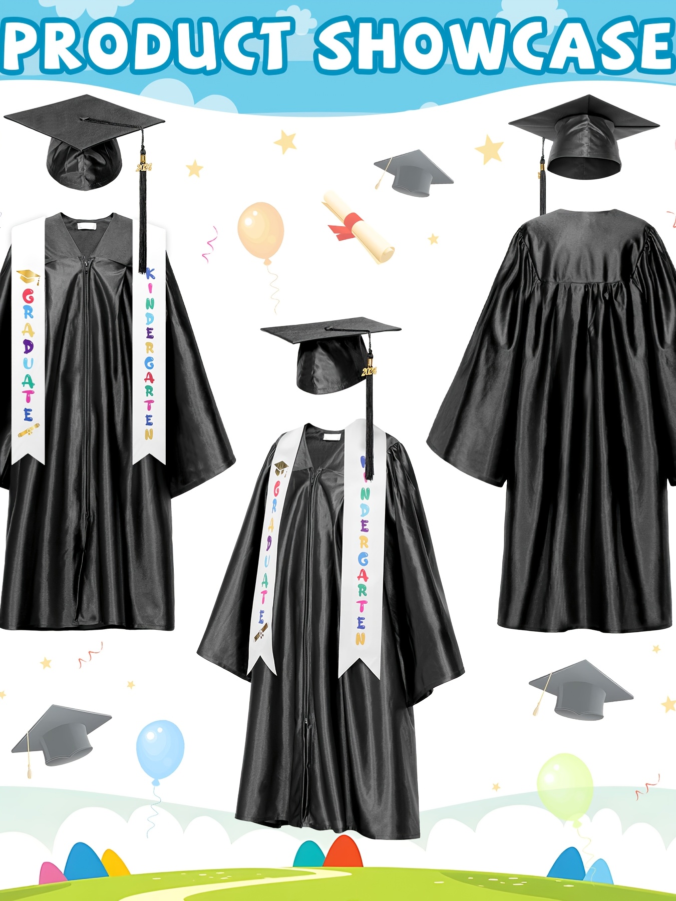 kindergarten graduation gown cap tassel set graduation cap - Temu