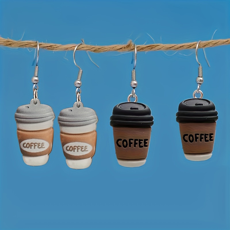 

1 Pair Creative Personality Milk Coffee Cup Earrings