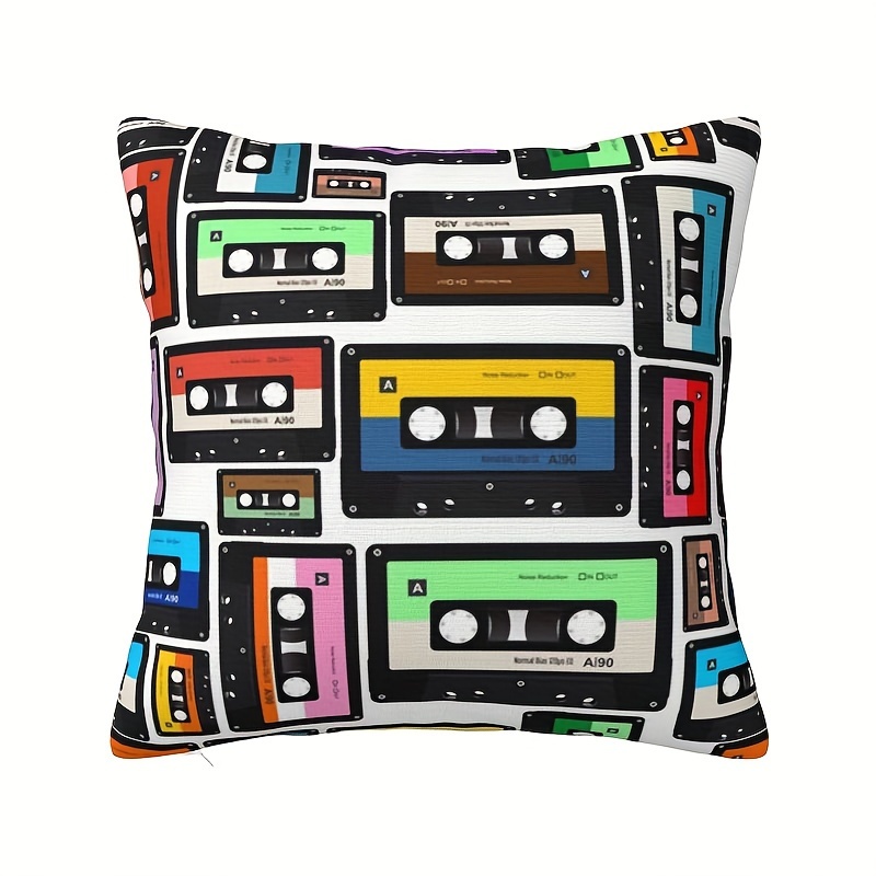 

1pc, 18x18inch Cassette Vinyl Record Pillow Cover, Short Plush Decorative , Traditional Style, Polyester, Zipper Closure, Hand Wash Only, For Sofa, Living Room, Bedroom, Office Home Decor, Bz-177