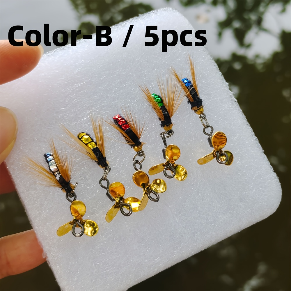 E-shop 5 Stk./10 Stk. Fliegenfischerköder mit Glitzerpailletten Haken, Trockenköder für Bachfischen, im Karton