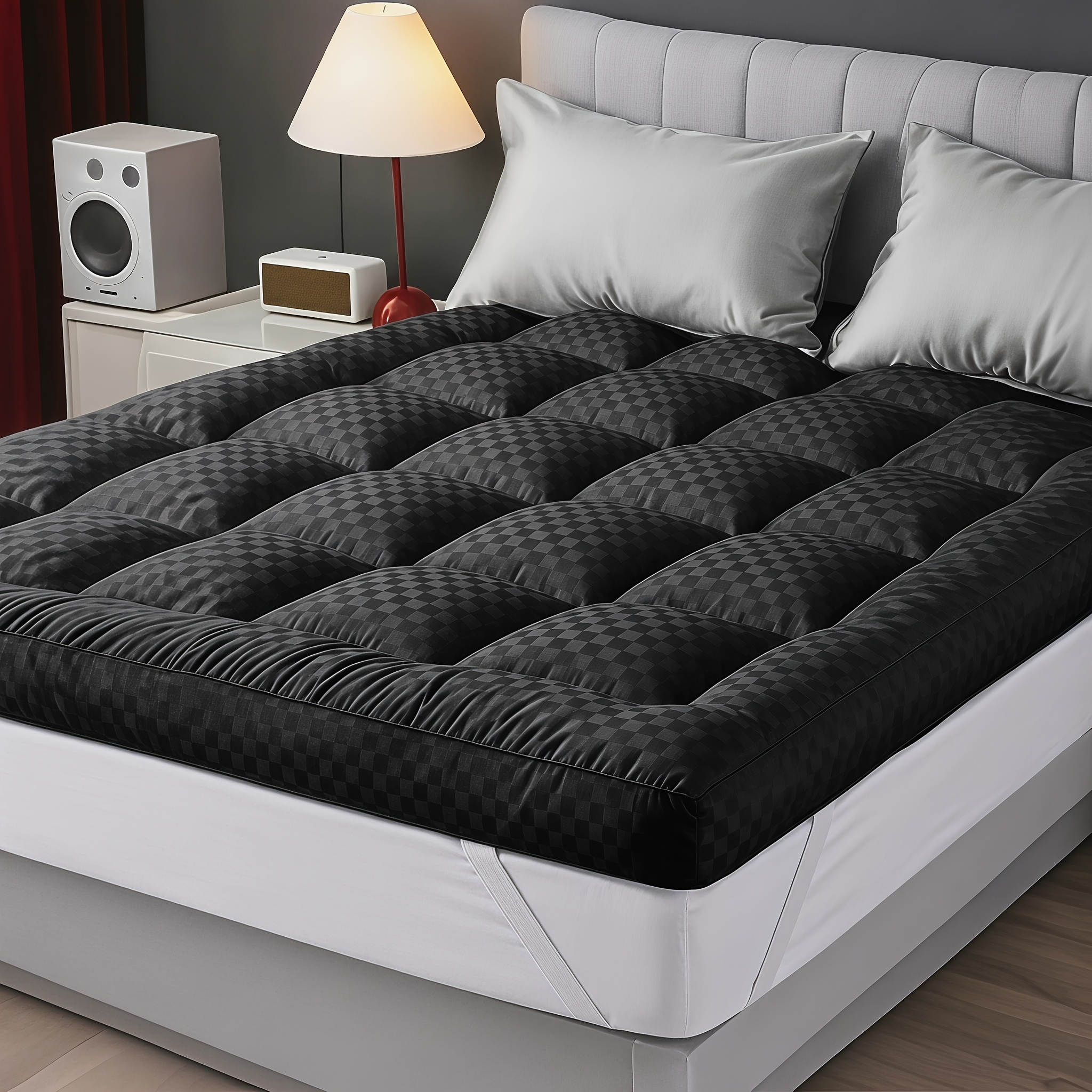 Image of 1pc Quilted Mattress Pad, Soft And Fluffy Mattress With Elastic Band Breathable And Soft Bed Cover For Mattresses Machine Washable Suitable For Bedrooms, Guest Rooms, And Hotels