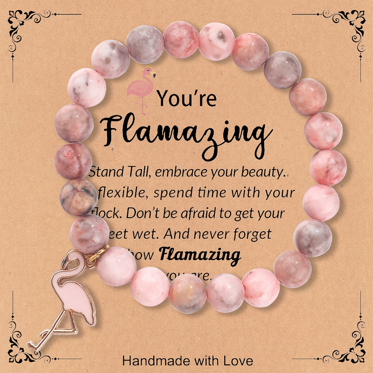 Image of 1 Strand Women's Flamingo Pendant Hand Chain, Adorning Wrist With Fashionable Charm, Jewelry Gift For Female