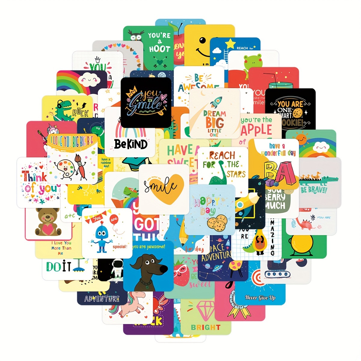 TEMU 60pcs Inspirational Joke & Affirmation Cards - Lunchbox Notes, Back To School Supplies, And Picnic Party Favors