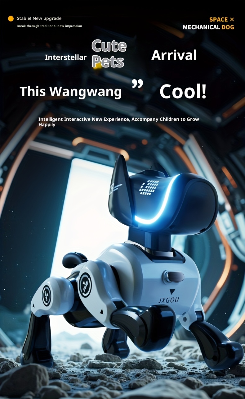Intelligenter Roboterhund, elektrischer ferngesteuerter gehender Technologiehund, elektronisches Haustierhund, ferngesteuerter Spielzeugroboter, ferngesteuertes Auto, Spielzeugauto, elektronisches Haustier, intelligenter interaktiver Tanz-Roboterhund, programmierbarer Roboterhund, berührbar