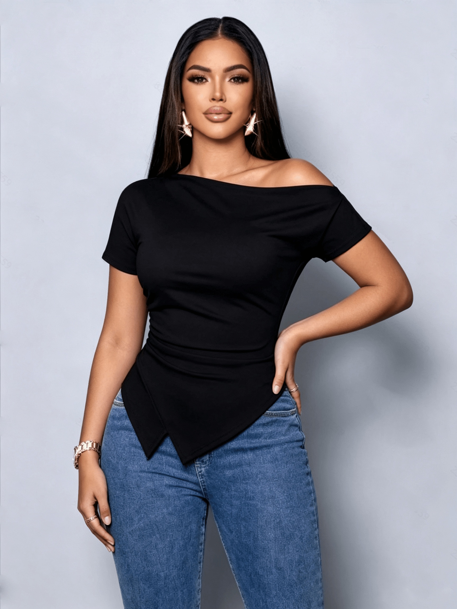 womens elegant t shirt shoulder one shoulder blouse - Temu South
