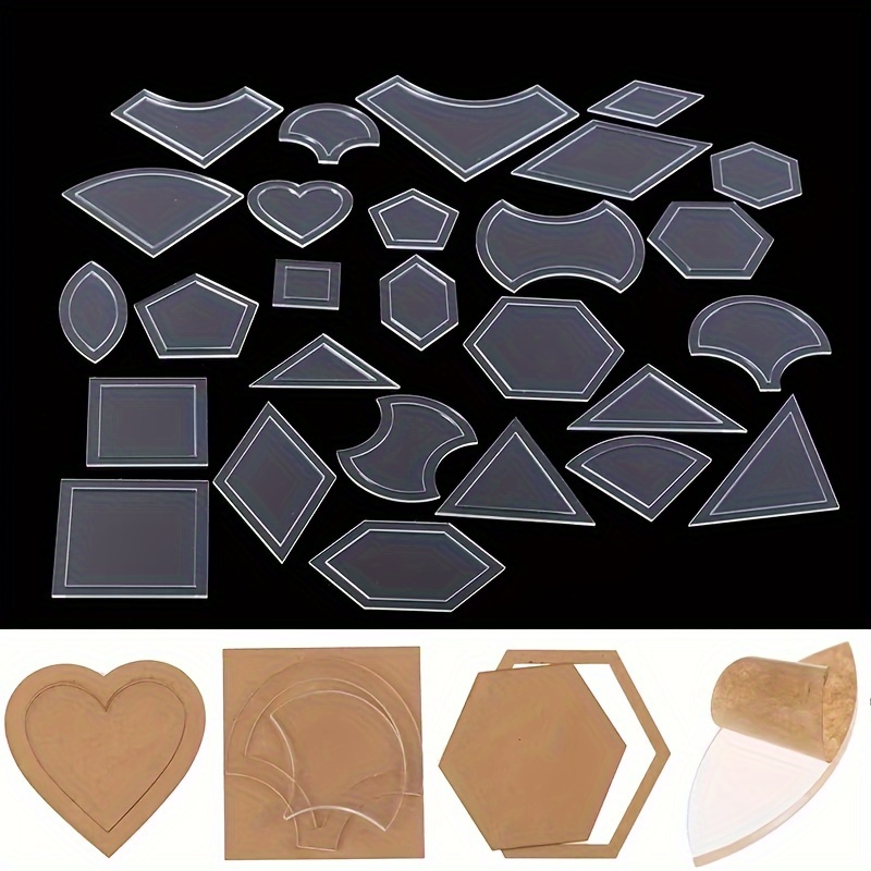 

54-piece Acrylic Quilting Templates Set - Transparent Sewing Stencils For Patchwork, Diy Craft & Sewing Ruler Tools