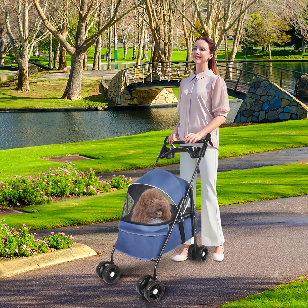 TEMU Dog Stroller, Cat Stroller, 4-wheel Pet Stroller, Foldable Pet Stroller, Foldable Dog Stroller, Suitable For Small Dogs And Elderly Dogs, Weight