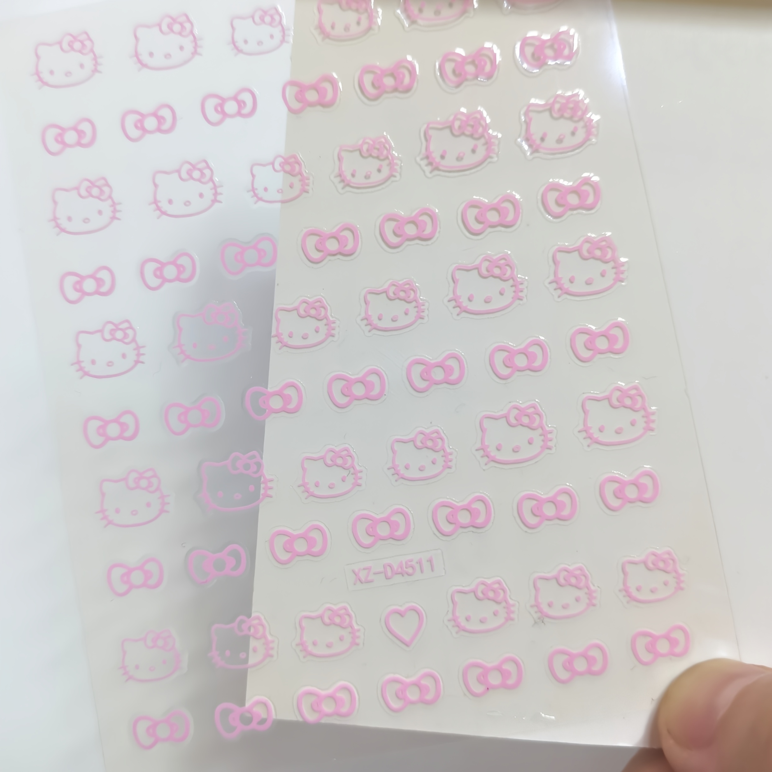 1pc Hellokitty Head Bow Nail Art Stickers, 3d Cute Cartoon Hellokitty Nail Decals Nail Tips Nail Art Decoration Sticker