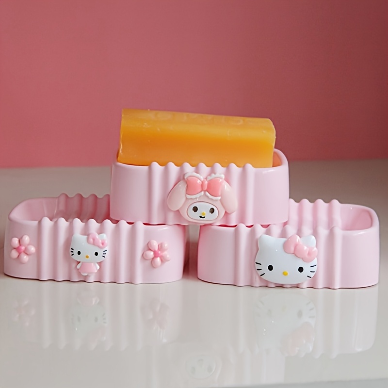 Authorized 1pc Cute Pink Hello Kitty Soap Dish, a Simple Decoration for The Bathroom, Practical And Portable for Soap Storage at The Sink.