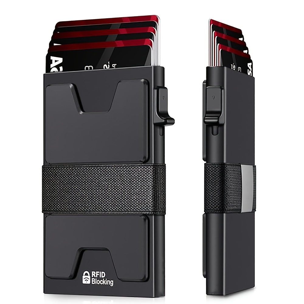 TEMU Multi-functional Rfid Blocking -up Wallet, Minimalist Front , Men's Card Holder, High-capacity Wallet, Durable Expandable Back Panel, Holds