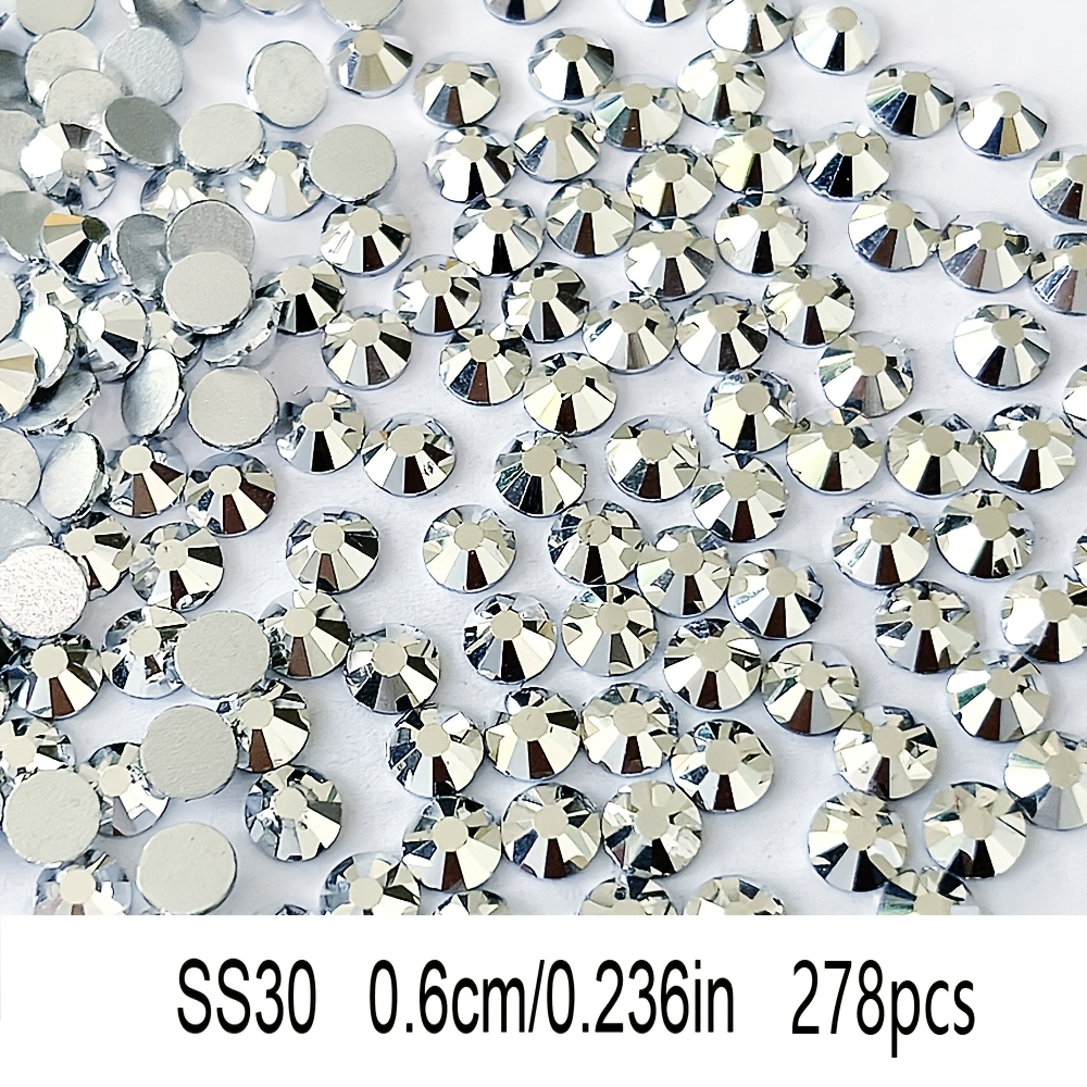 TEMU Non-hotfix Glass Flatback Rhinestones For Nail Art, Clothing, Bags, Shoes, Cups, Phone Cases, Diy Decorations, Crafts, Silvery, Ss6-ss30