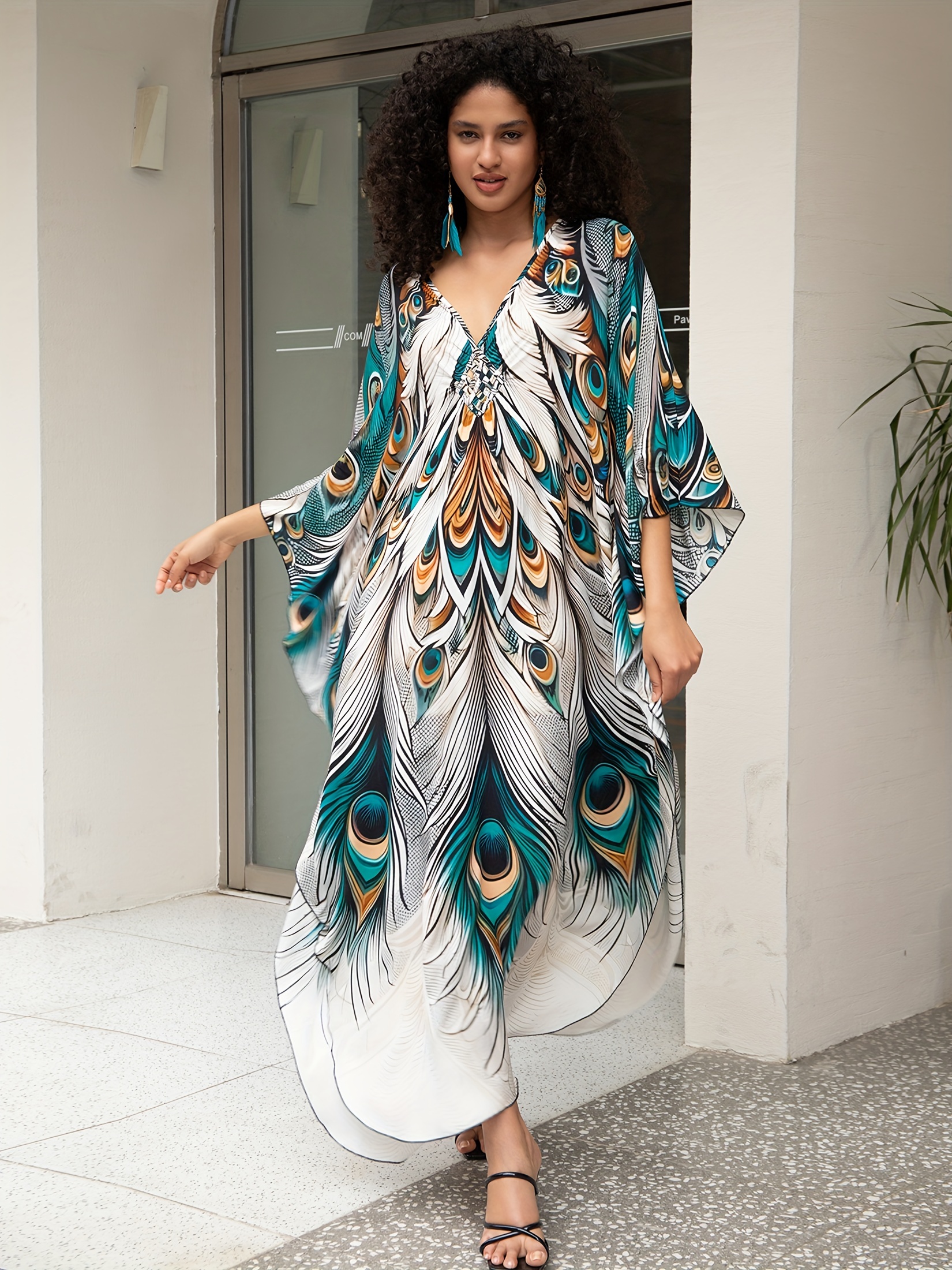 blue white maxi dress White Blue Flower A Line Ruffled High-Low Maxi Dress