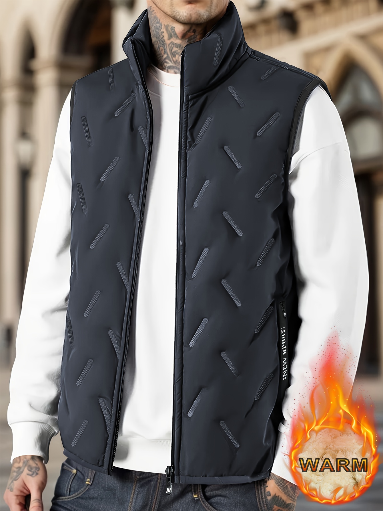 gilet senza maniche foderato in pile e caldo Temu Italy