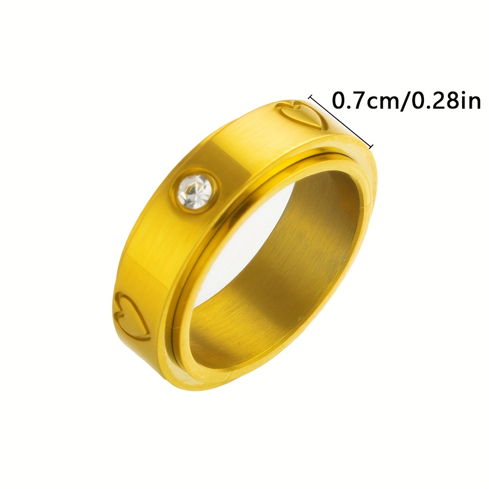 1   rotatable heart inlaid synthetic zirconia 304 stainless steel ring suitable for   gift for teenager Product details 3