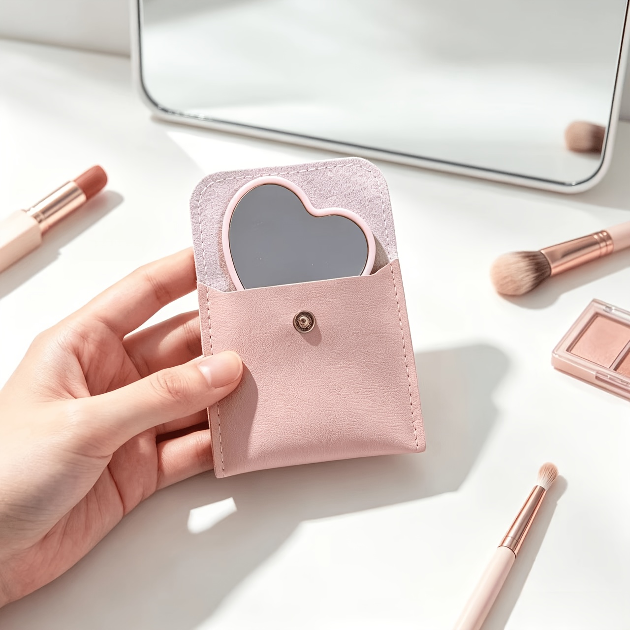 24pcs Heart-Shaped Makeup Mirror and Bag Set