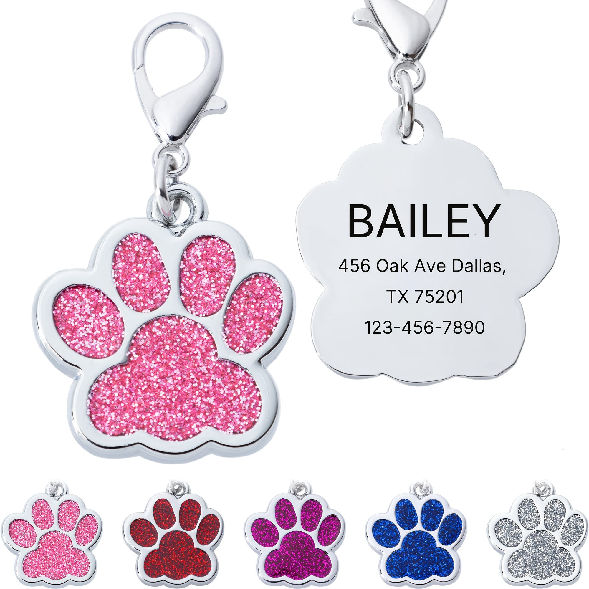 TEMU 1pc Personalized Pendant | Custom Engraved Name & Phone, Daily Walking Safety Tag | Sparkling Anti-loss Pet Tag | Back To School | Valentine's Day Gift | New Year Gift