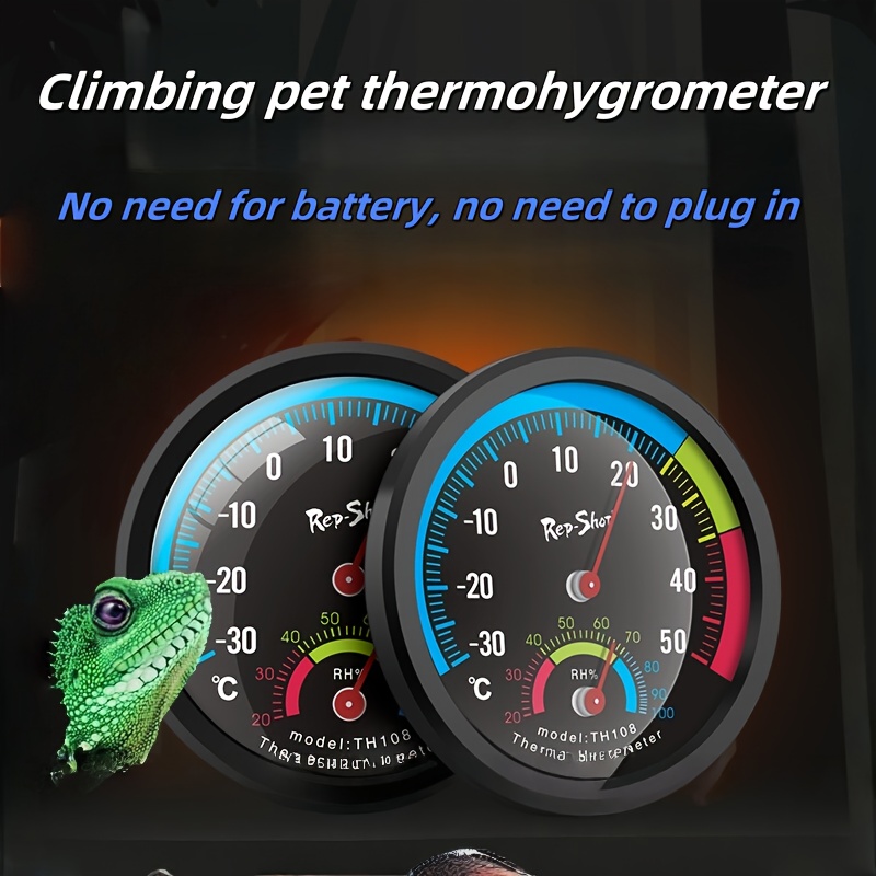 TEMU Reptile Thermometer Hygrometer Pet Feeding Box Crawling Turtle Lizard Guard Mane Lion Breeding Box , Reptile Turtle Habitat Aquarium, Mechanical Thermometerno Need For Batteries