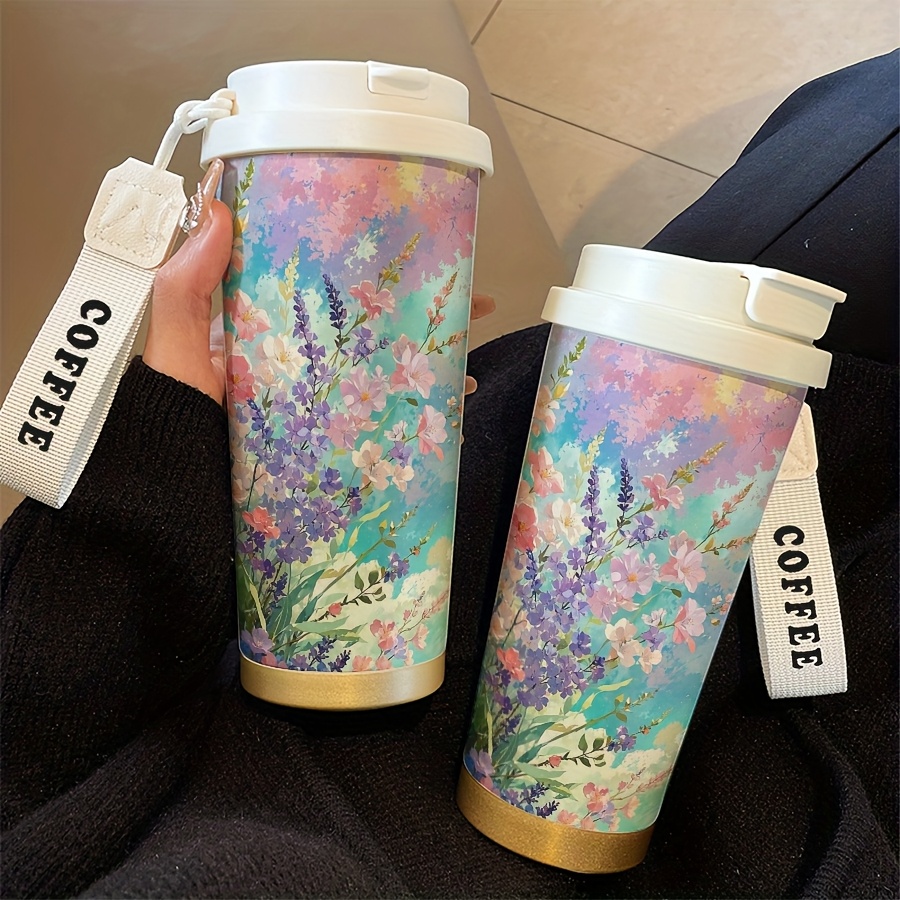 One 18 Oz/530 Ml Floral-Themed * Insulated Cup with a Handle - Designed in  * Floral Patterns, Suitable for Hot And Cold Beverages, a Durable Travel  Mug Essential for Home, Office, Camping, And Gym - ...
