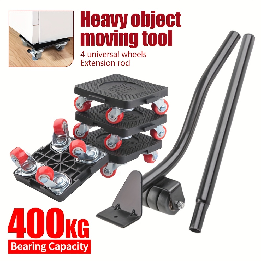 6pcs/set Heavy Duty Furniture Lifter Mover Roller With Extension Bar For Easy Cabinet, Cupboard, Sofa Moving - Durable And Sturdy Furniture Moving Tool