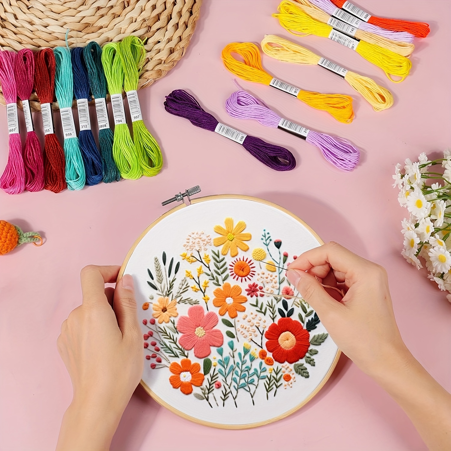 74/224pcs Polyester Embroidery Thread Set with Winding Cards