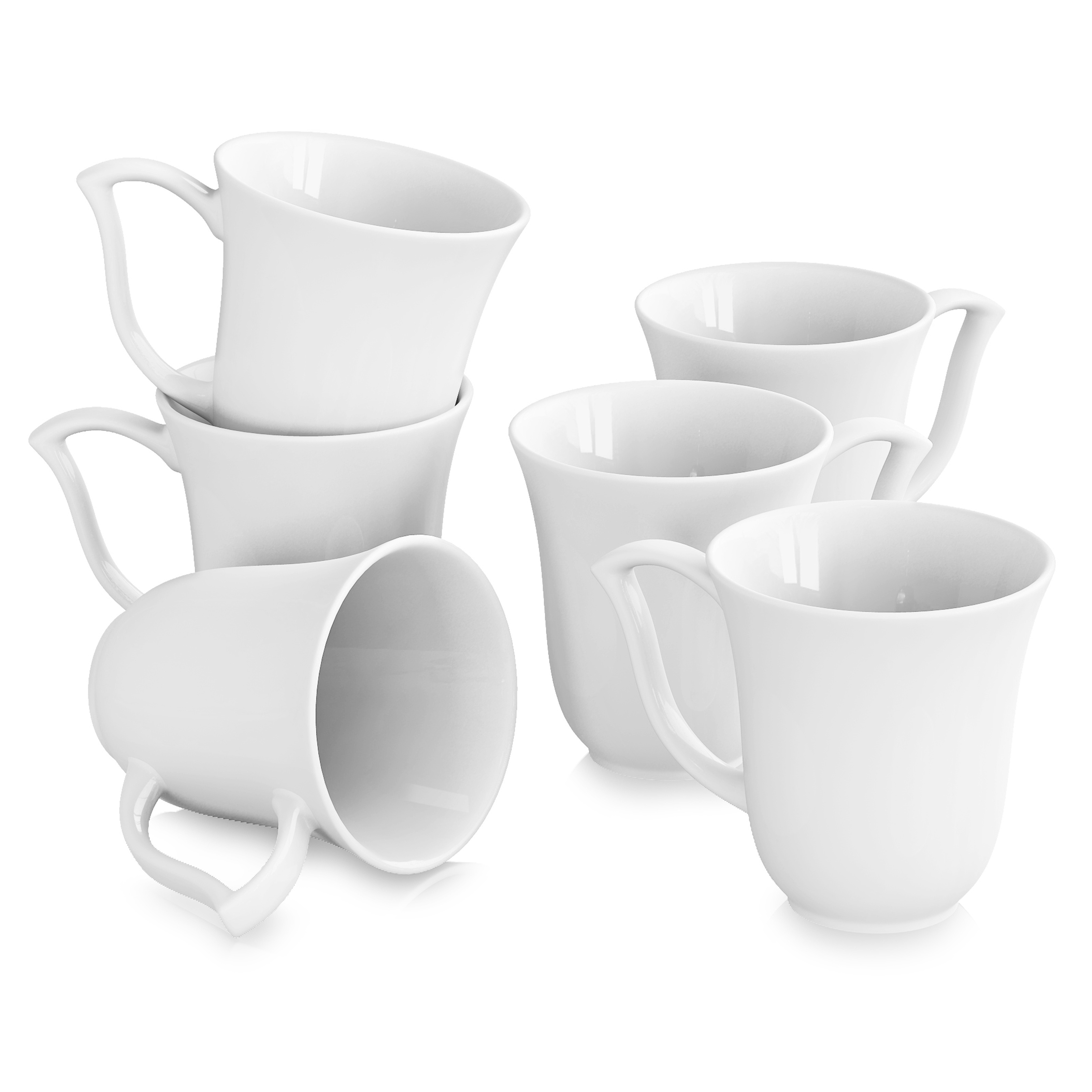 

6 tasses à café en porcelaine ivoire blanche - Ensemble de tasses à expresso et cappuccino