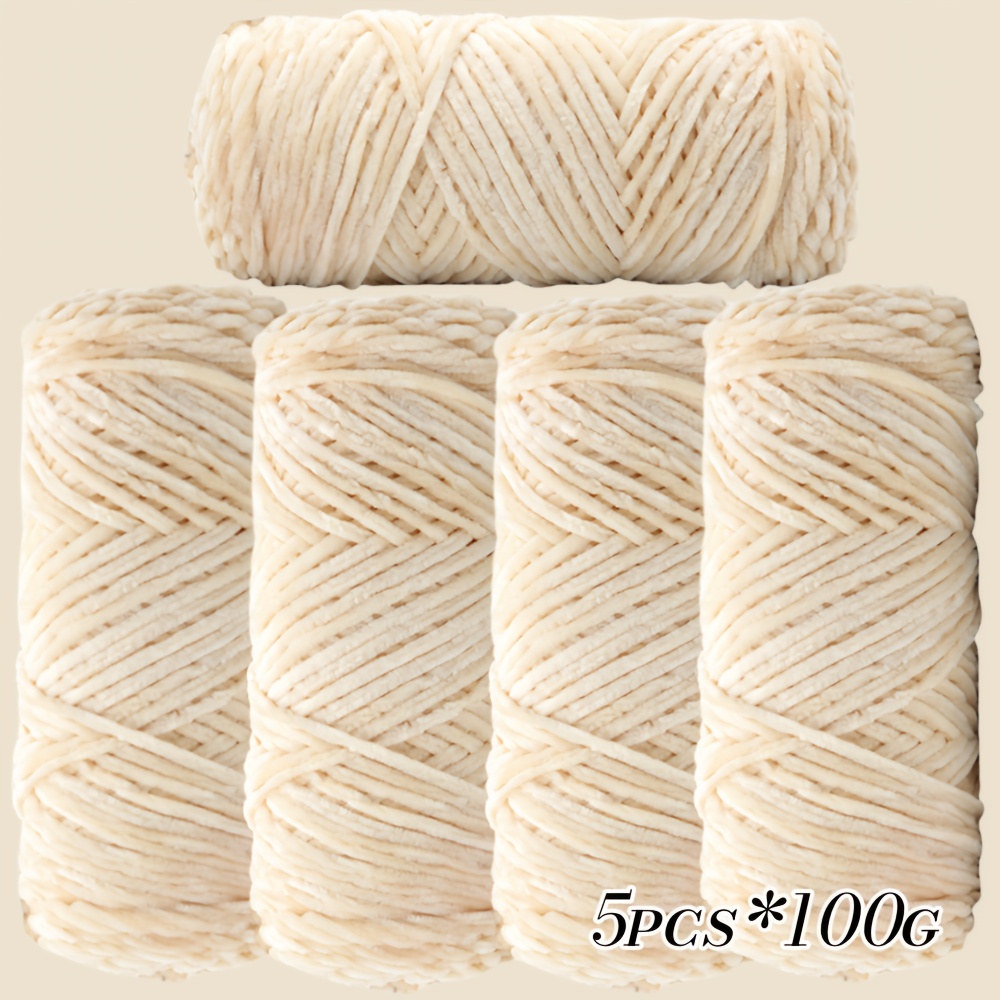 E-shop 5 Stk. Chenille-Garn, 500g – ultraweiches Plüsch-Samtgarn zum Häkeln von Decken Mützen | Warmes, dickes formbeständiges DIY-Bastelgarn