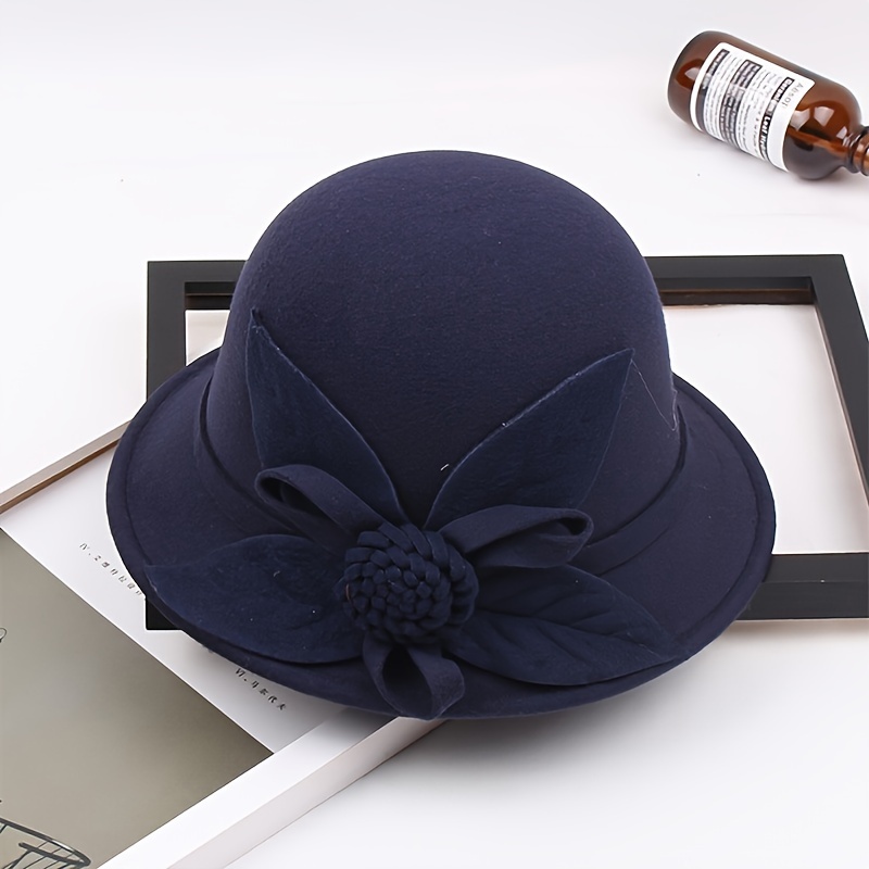 TEMU 1pc Fashionable And Elegant Top Hat, Dome Shape, Solid Color, Vintage, Artistic, British Vintage Style - Women's 2024 Autumn/winter New Korean