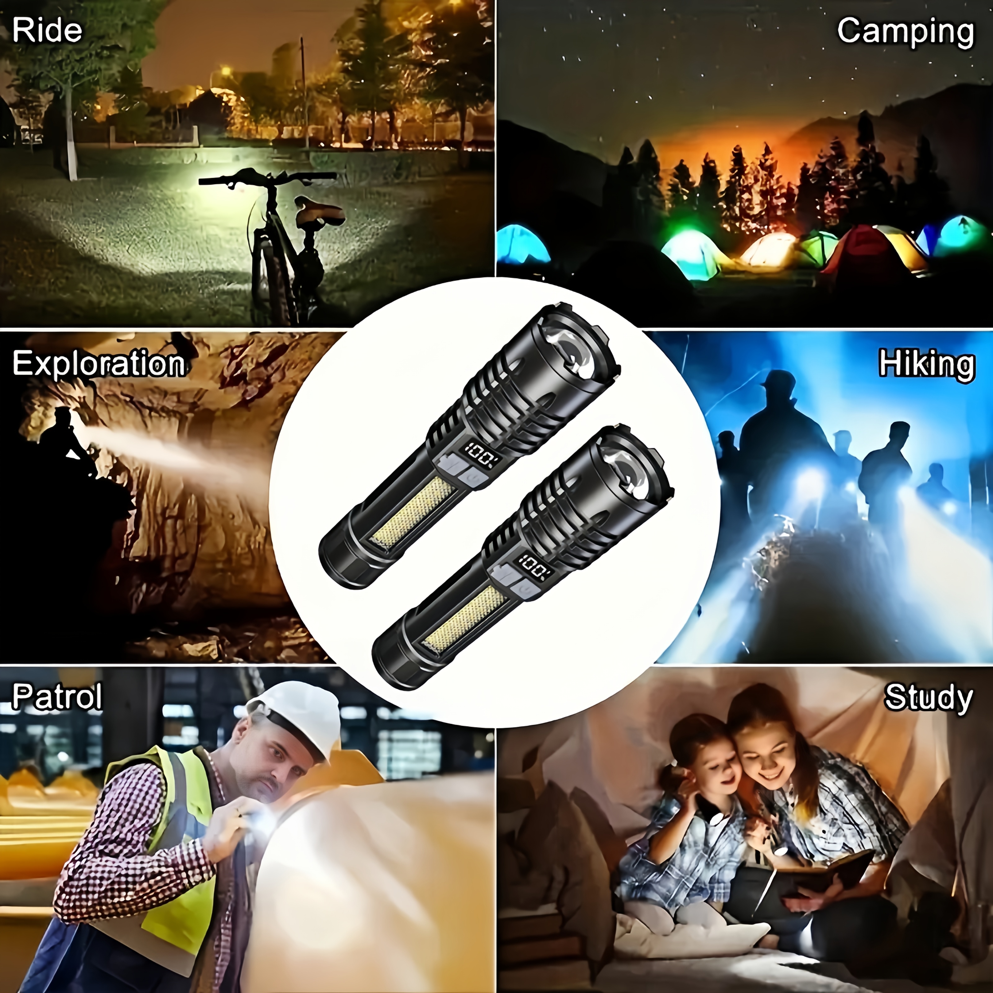 

2pcs Led Flashlights, Usb Rechargeable, 5 Lighting , Adjustable Beam, , Long-range , Ideal For Camping, Fishing, Hunting, Emergencies, Flashlight Rechargeable