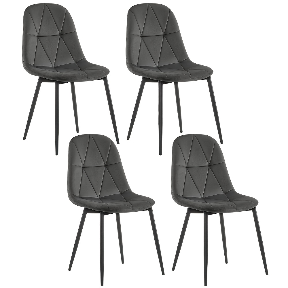 Image of 4pcs Dining Chair With Backrest Kitchen Chair With Velvet Cover Upholstered Metal Chair Dining Chair