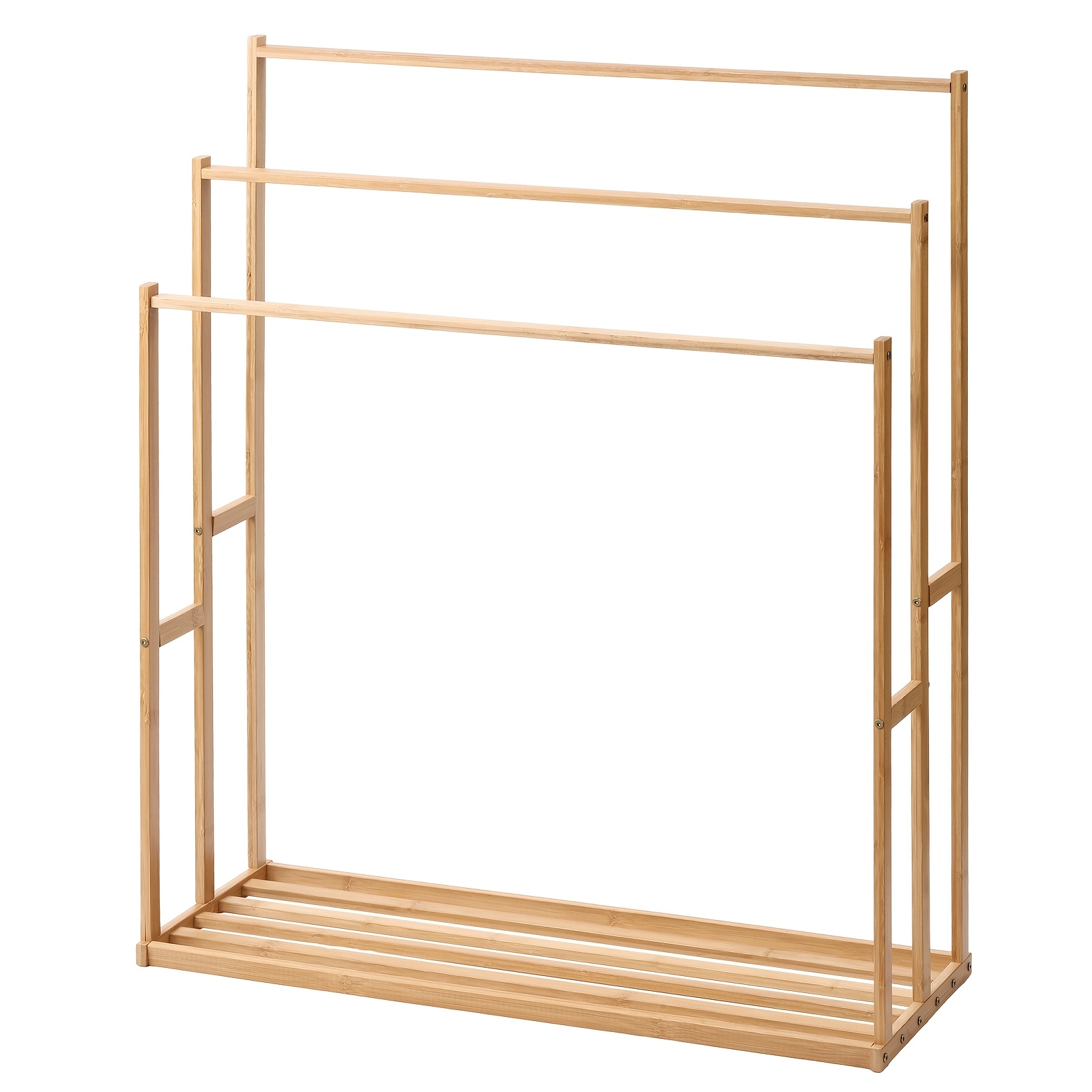 68cm No Drill Freestanding Bathroom Storage 3-tier Towel Dryer Sturdy Towel Stand With Separated Drying Layers And Bottom Storage To Towel Air Drying