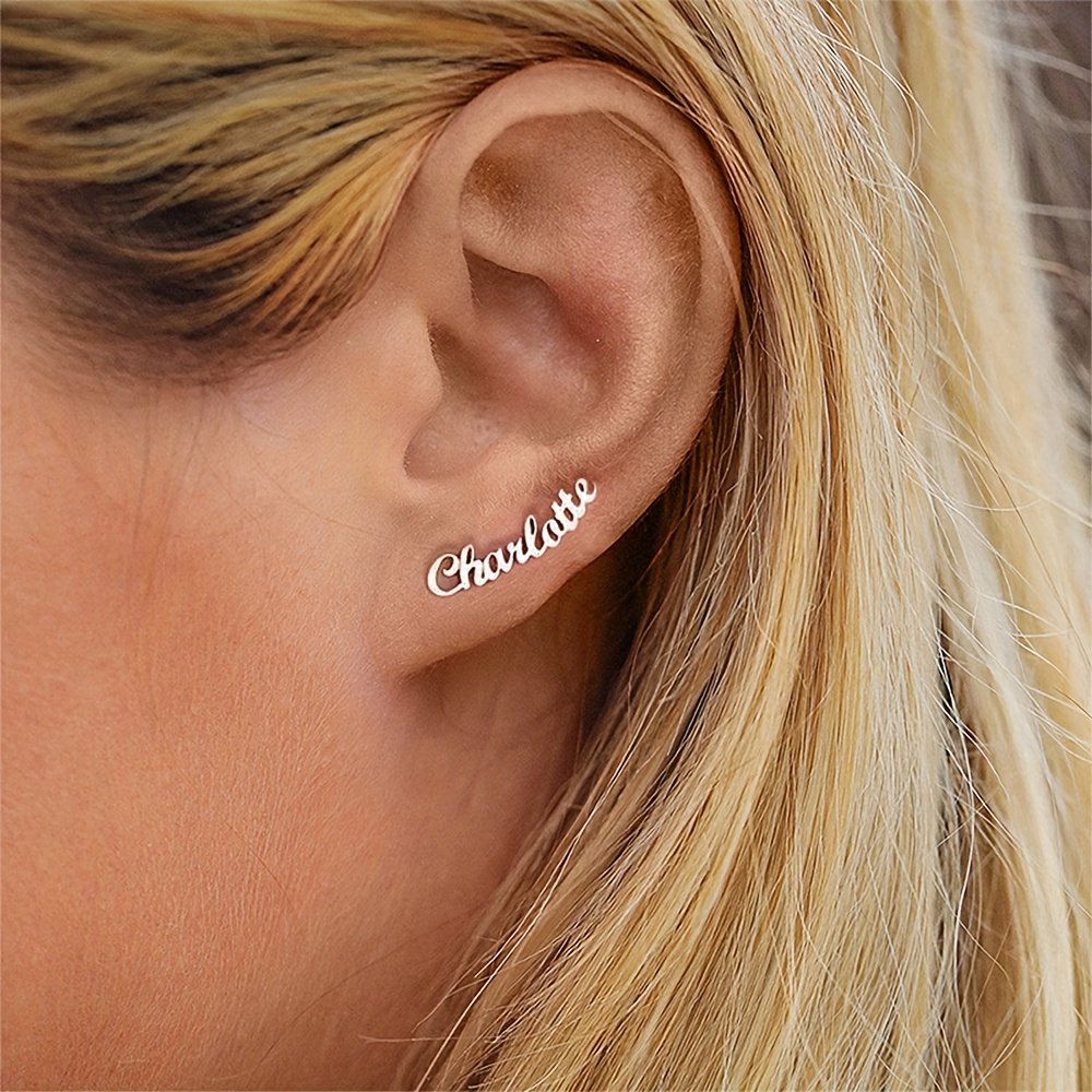 

Customized Letter Name Stud Earrings, Personalized Stud Earrings For Women, Elegant Simple Style, Mother's Day Special Gift