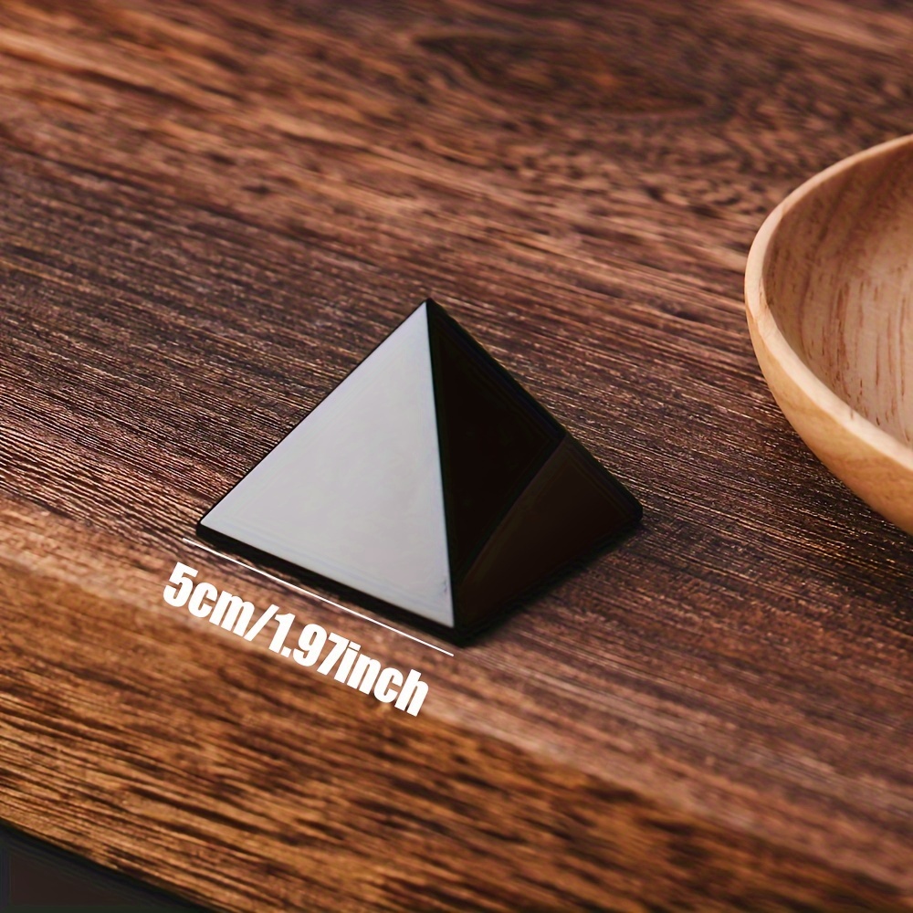 1pc Natural Carved Obsidian Quartz Black Crystal Pyramid Stone for Office Desktop Decoration