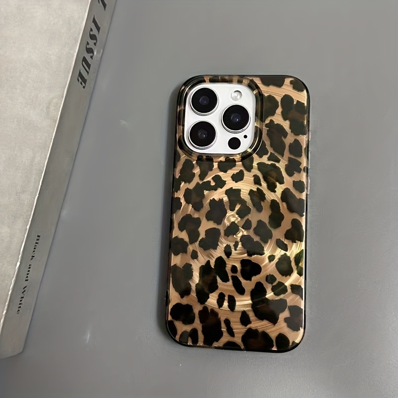 TEMU Phone Case: 1 Premium Brown-black Small Leopard Print Swirl Vortex Pattern Luxury Leopard Print Printed Design Phone Case, Suitable For Iphone