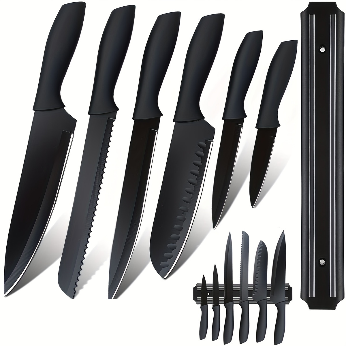 

Kitchen Knife Set With Magnetic Strip For Kitchen Small Cooking Knives, Steel Chef Knife Set For Cutting Meat & Vegetable