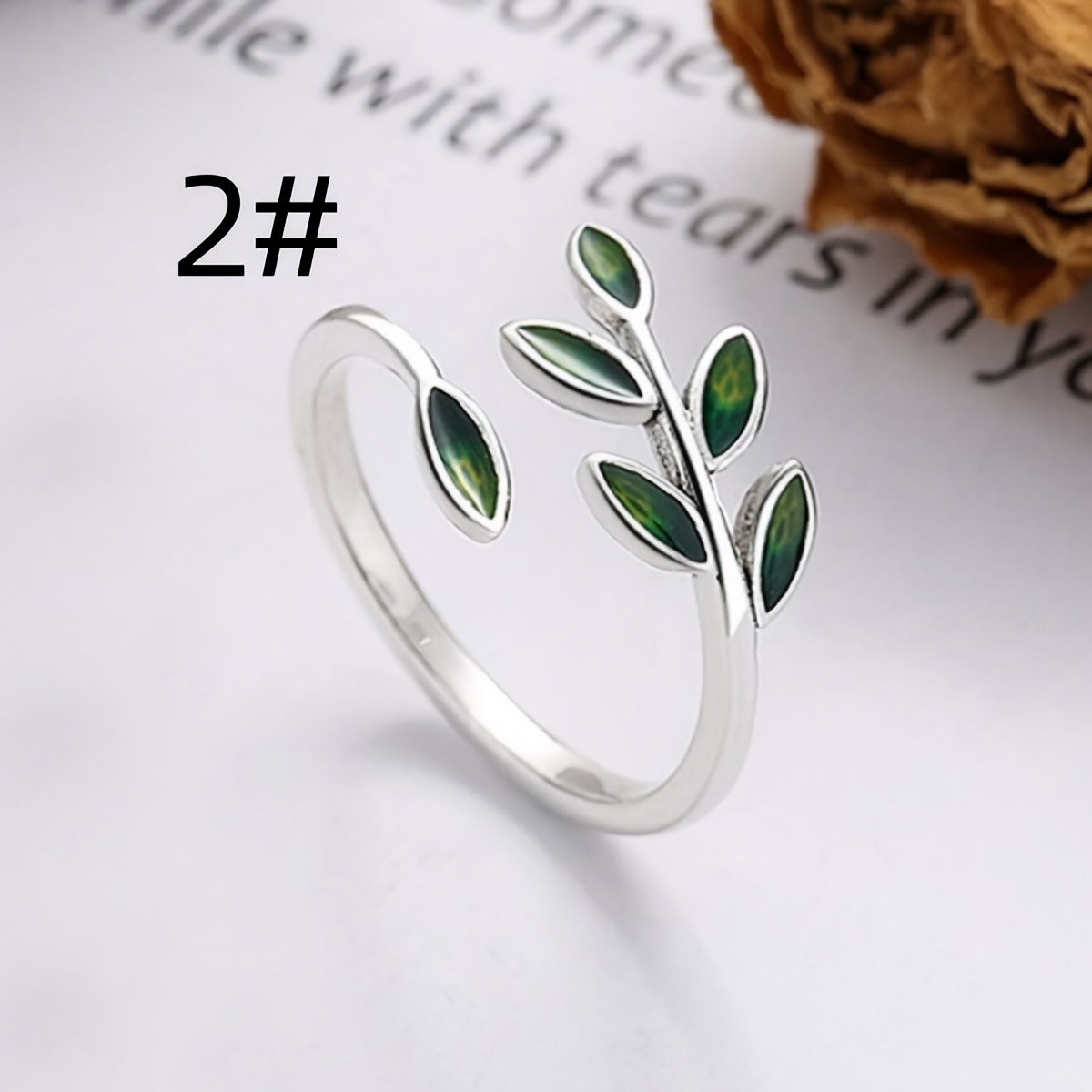 E-shop ., Europäische Amerikanische Mode – Kupfer, Exquisiter bemalter Ölmalerei-Blatt-Unisex verstellbarer offener Ring. Geeignet für Feiertagspartys,