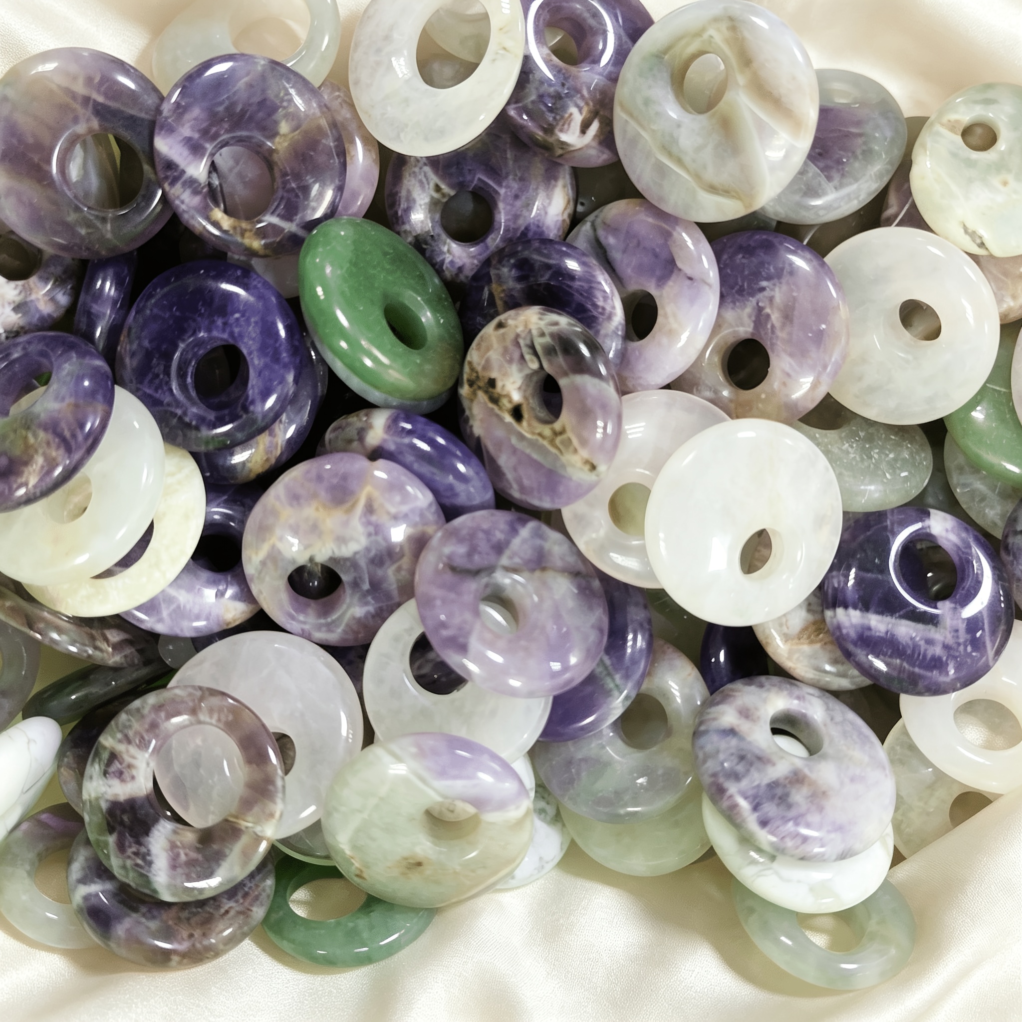 10pcs Mixed Crystal Donut Charms for Handmade Jewelry Crafting