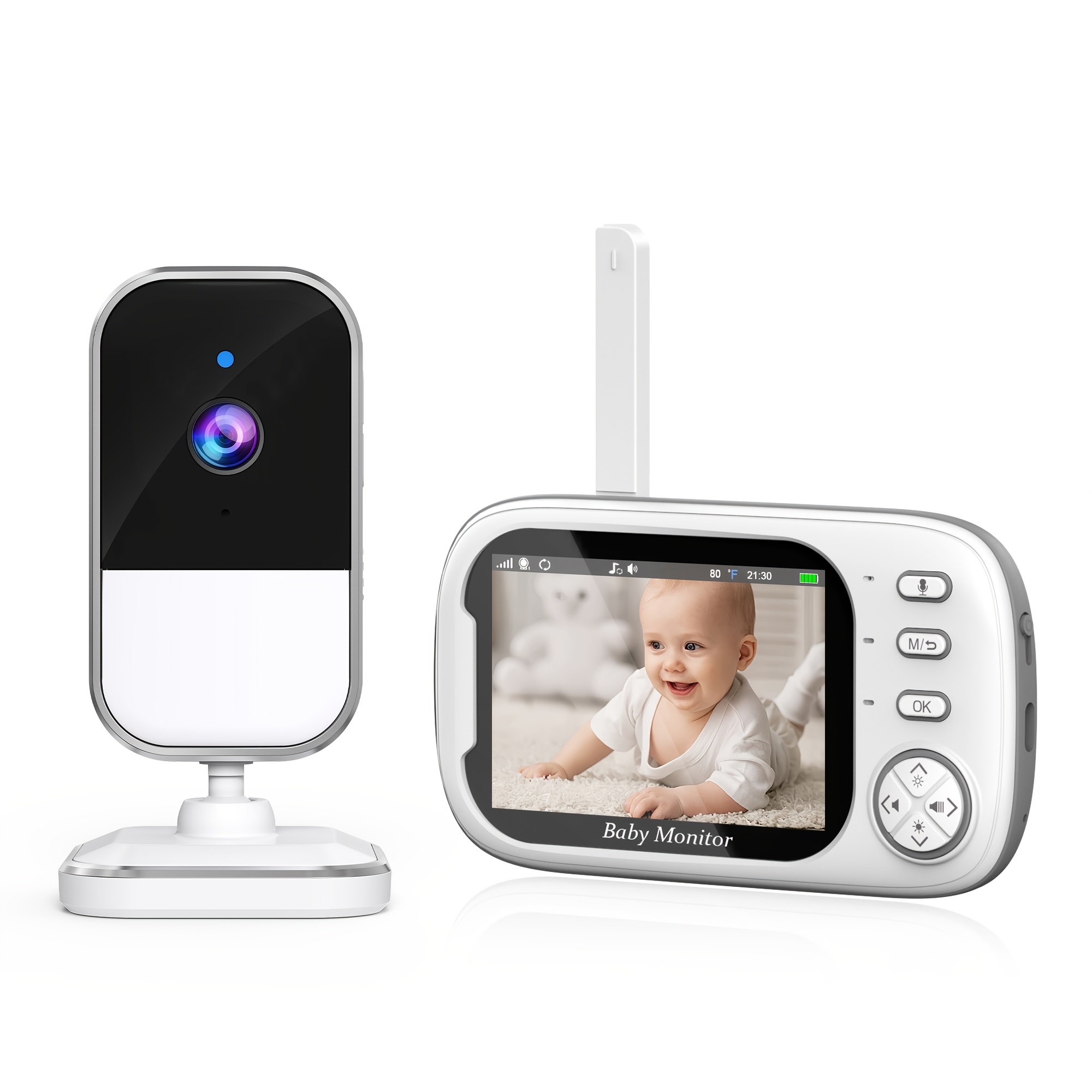Image of Monitor Camera With 3.5" Lcd Display, Night Vision, Vox, Talk, Temperature Monitor, Lullabies, Long Range, Secure Wireless, No Wifi