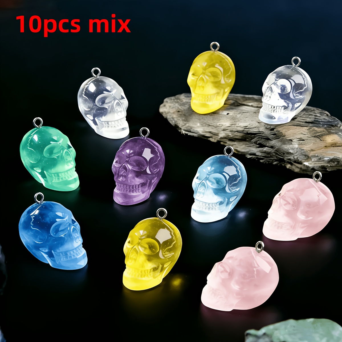 TEMU 10pcs Mixed Colors 3d Three-dimensional Luminous Pendant Charms For Handmade Jewelry Earrings Necklace Anklet Bag Pendant Creative Gift Resin