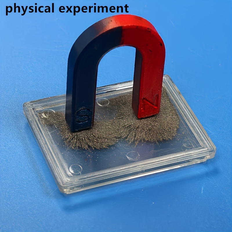 

Educational Physics Experiment Kit - Magnetic Field Iron Filings Demonstrator With Clear Plastic Box For Teaching, White